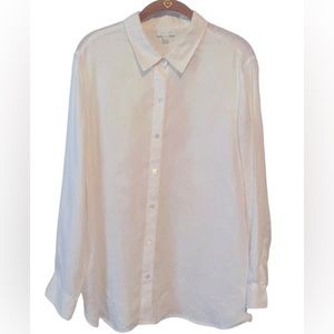 Beautiful Classic J Jill White Linen Tunic Blouse Size 3X